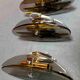 Four Veca wall lights, smoked glass, double light, Italy 1970's