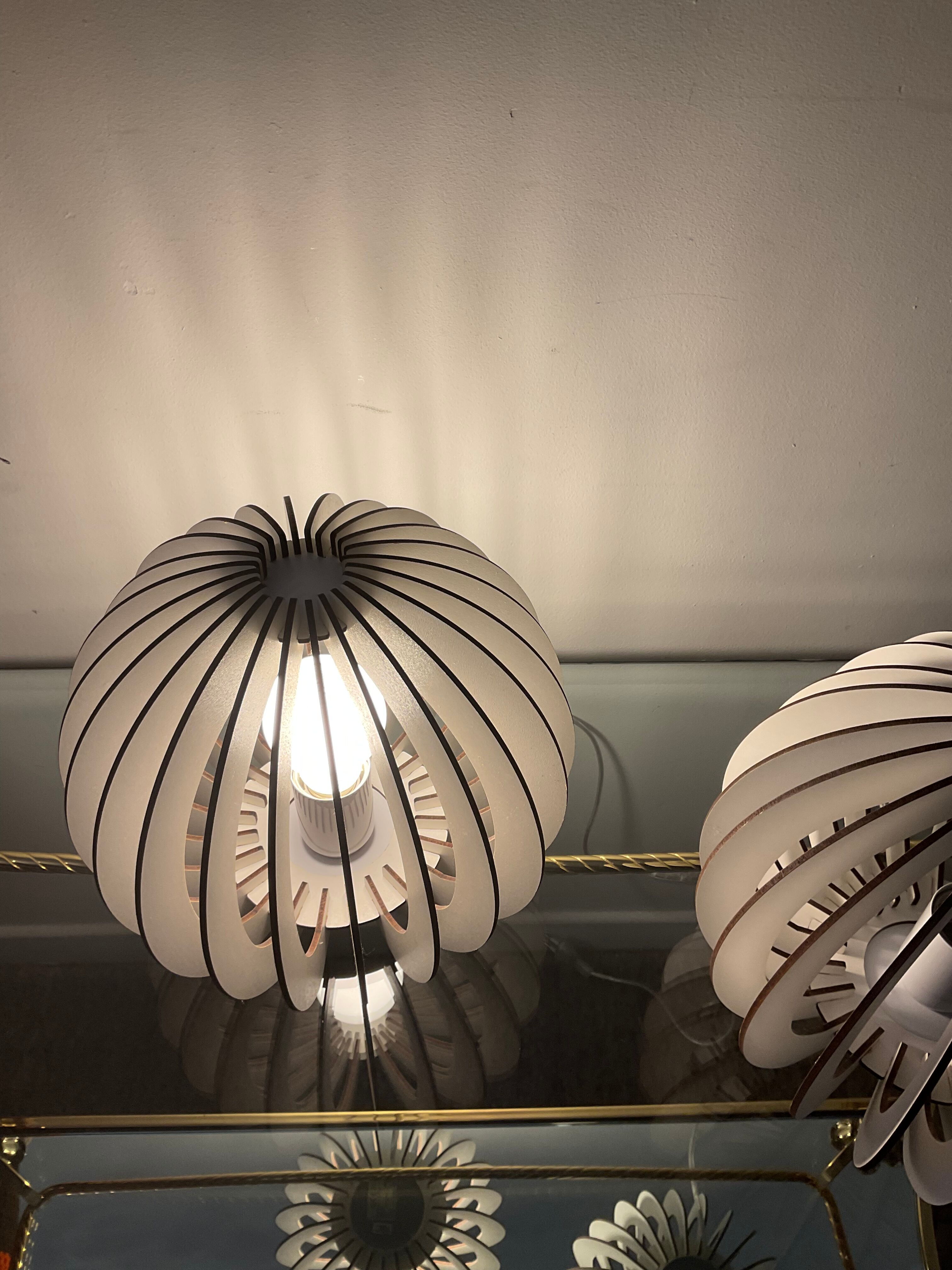 Pair of wooden design lamps