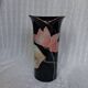 Superb vintage vase in glossy black glazed porcelain. Yamaji.