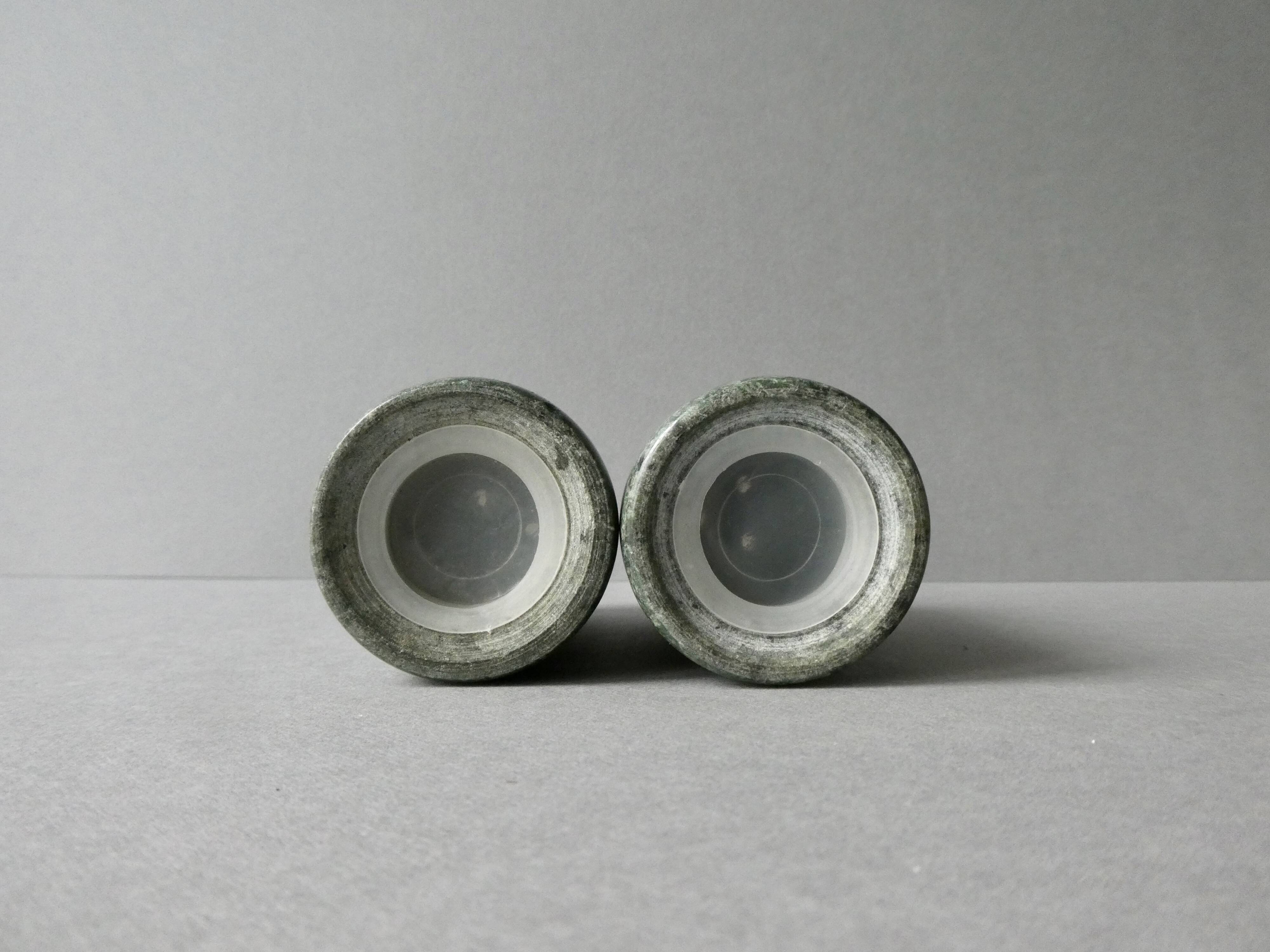 Green marble salt and pepper shakers, 1980s