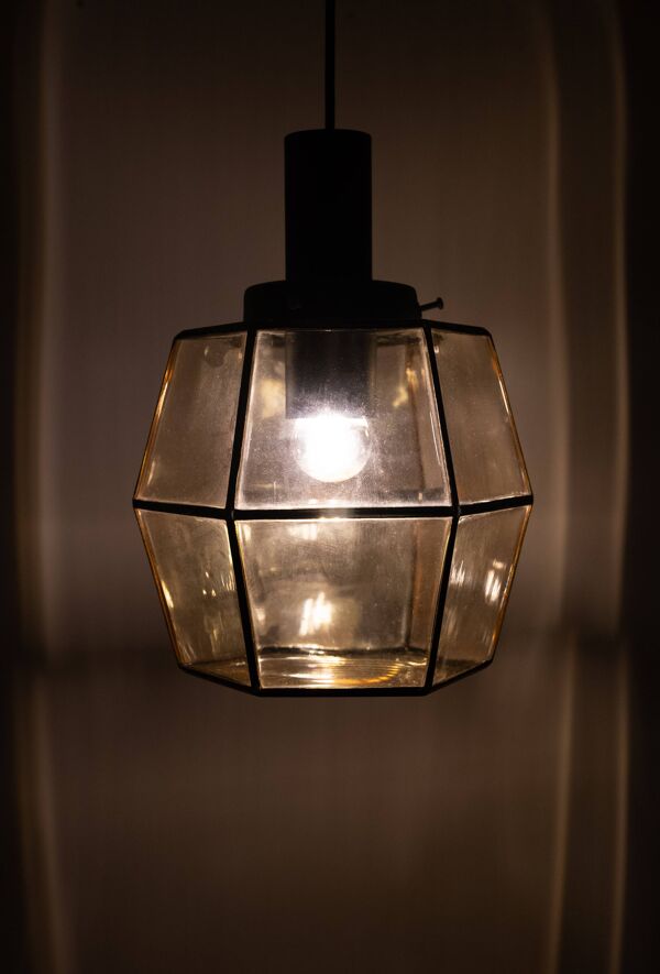 Lampe suspendue Glashütte Limburg Allemagne années 1960