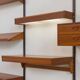 Kai Kristiansen teak wall unit with a desk and a lamp, FM Mobler, 1960s