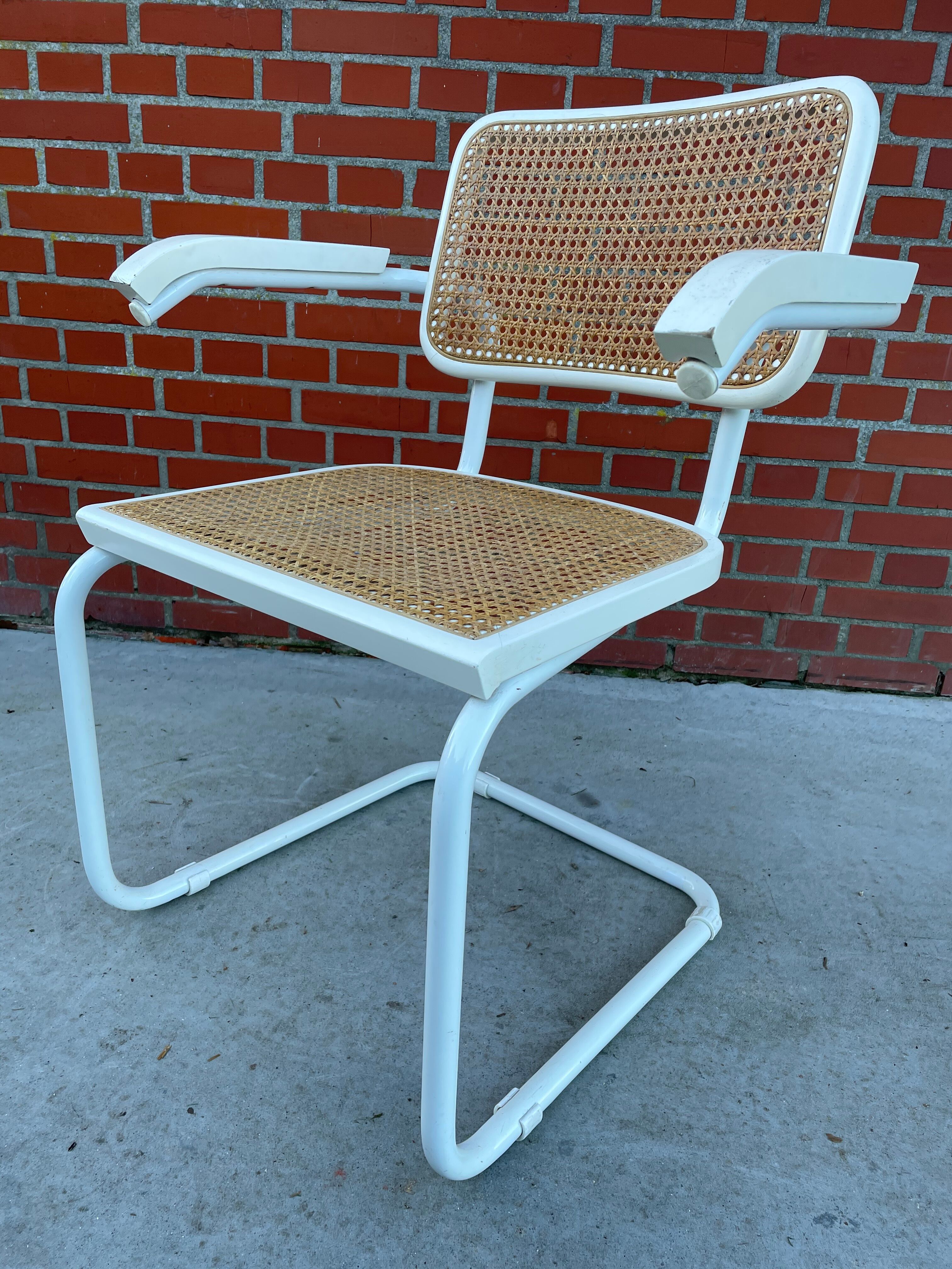 Cesca Chair model with armrest in white