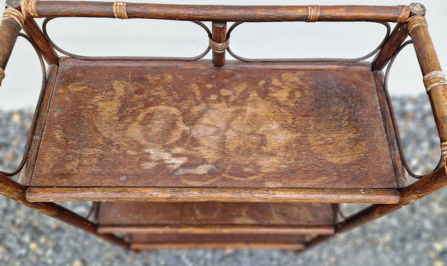Wood and wicker bookshelf