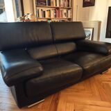 Roche Bobois black leather sofas – 3/4 seats + 2 seats