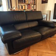 Canapés Roche Bobois cuir noir – 3/4 places + 2 places