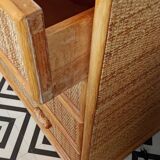 Commode rotin années 70-80
