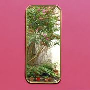 Large vintage rectangular wall mirror in gold anodized aluminum - 73 cm