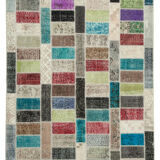 Handwoven anatolian contemporary 178 cm x 246 cm multicolor patchwork carpet