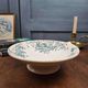 Antique compote dish Faïencerie de Lyon Marine, ironstone with blue-green decoration, 19th century.