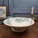Antique compote dish Faïencerie de Lyon Marine, ironstone with blue-green decoration, 19th century.