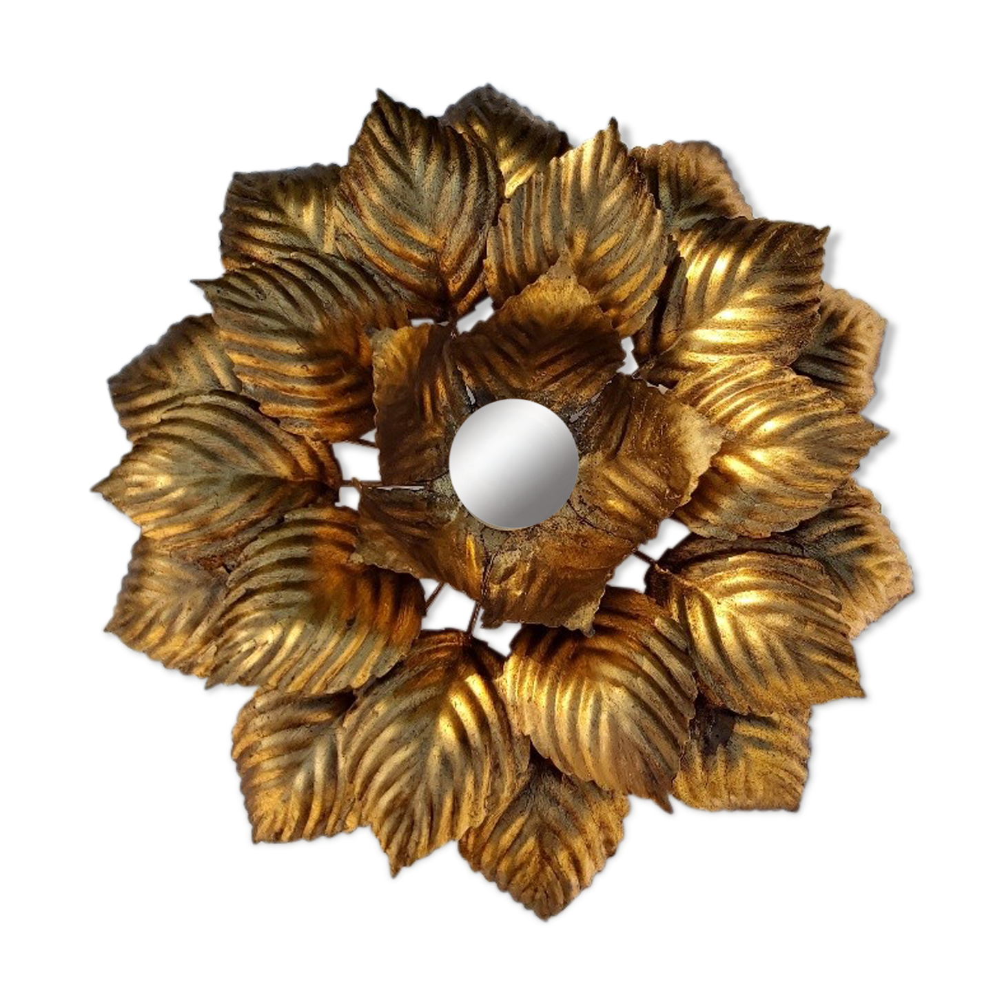 Sconce metal golden leaves 70s