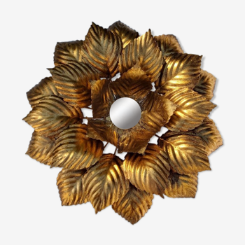 Sconce metal golden leaves 70s