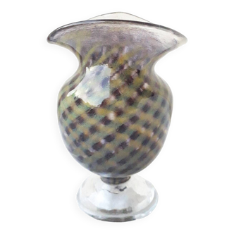 Blown glass pedestal vase