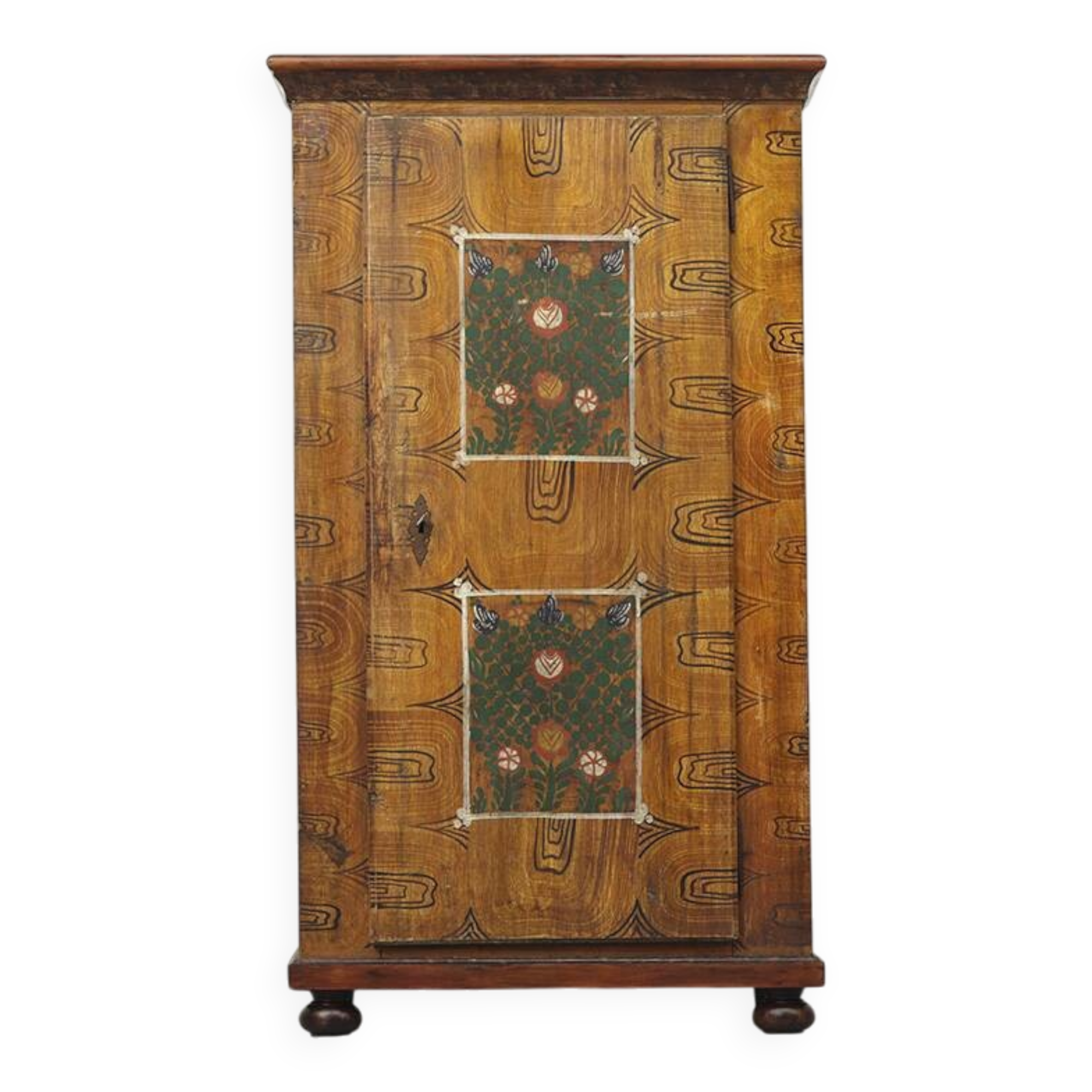 Folk art painted bridal armoire