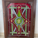 Traditional decorative stained glass – heraldic motif – wooden frame
