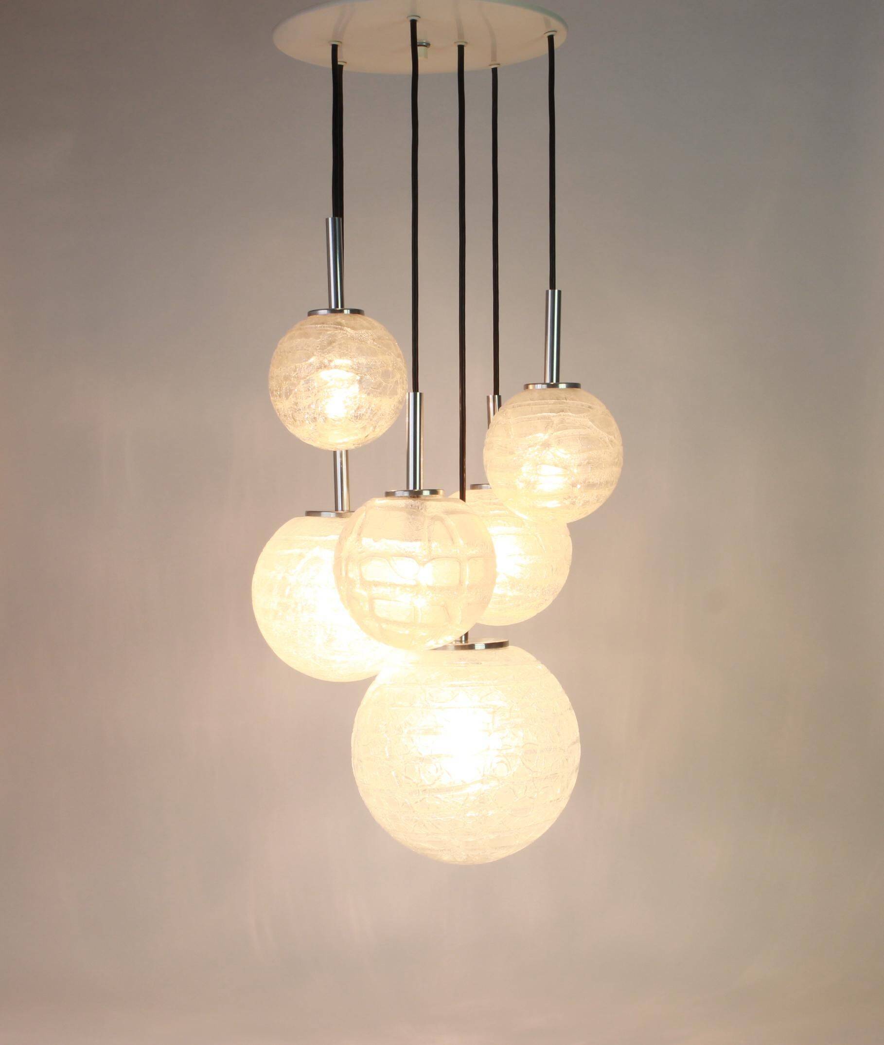 Grand cascading chandelier in Murano glass by Doria, Germany, 1970s.