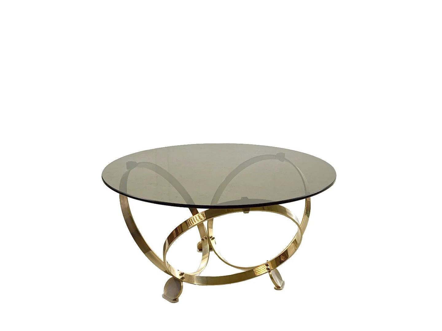 Knut Hesterberg round coffee table in brass with smoked glass