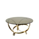 Knut Hesterberg round coffee table in brass with smoked glass