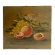 1930s french oil painting on wood, still life with fruits and vegetables
