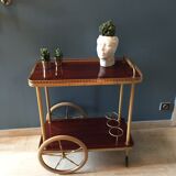 Serving wheels gold metal and wood vintage 1960