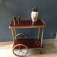 Serving wheels gold metal and wood vintage 1960