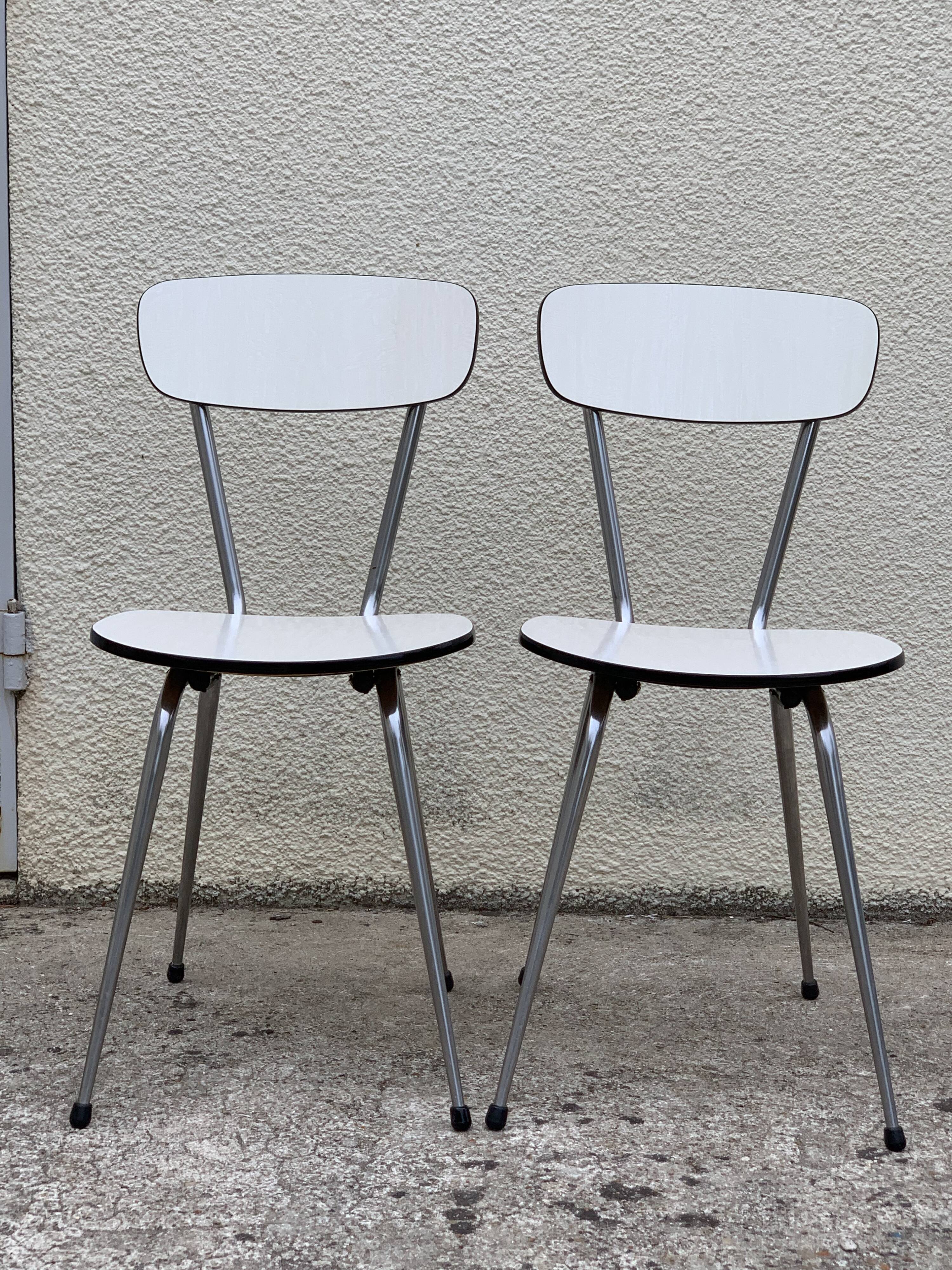 Formica chairs white compass feet