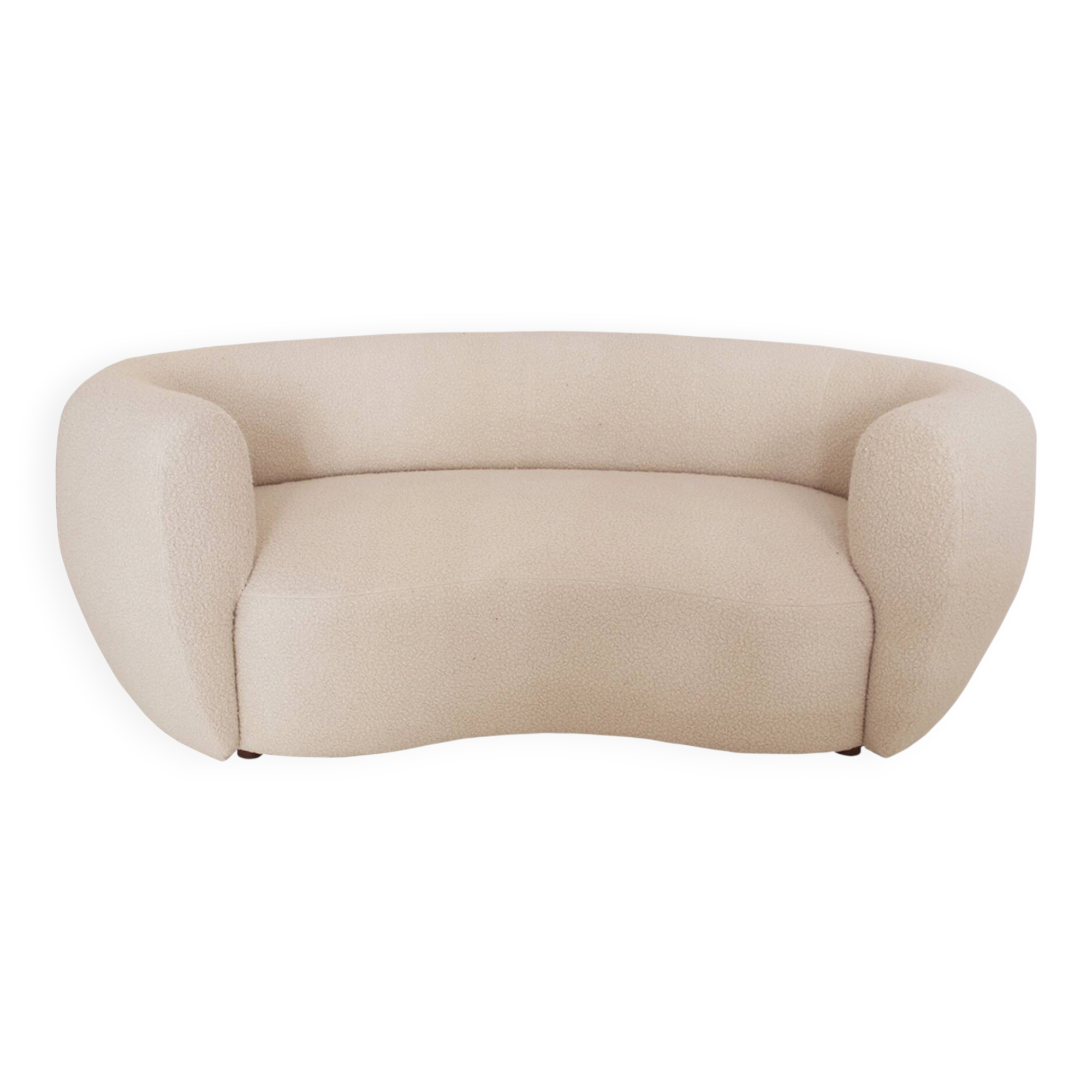 Late 20th Century, Wool and Solid Wood Curved Sofa, Italy
