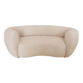 Late 20th Century, Wool and Solid Wood Curved Sofa, Italy