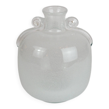 Vase en verre de Murano « Pulegoso » en forme d'amphore, avec des anses en volutes, signé Seguso Vetri d'Arte
