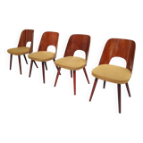 Set of 4 TON 515 / 2 chairs by Oswald Haerdtl (Thonet) wood and mustard fabric