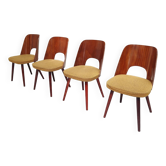 Set of 4 TON 515 / 2 chairs by Oswald Haerdtl (Thonet) wood and mustard fabric