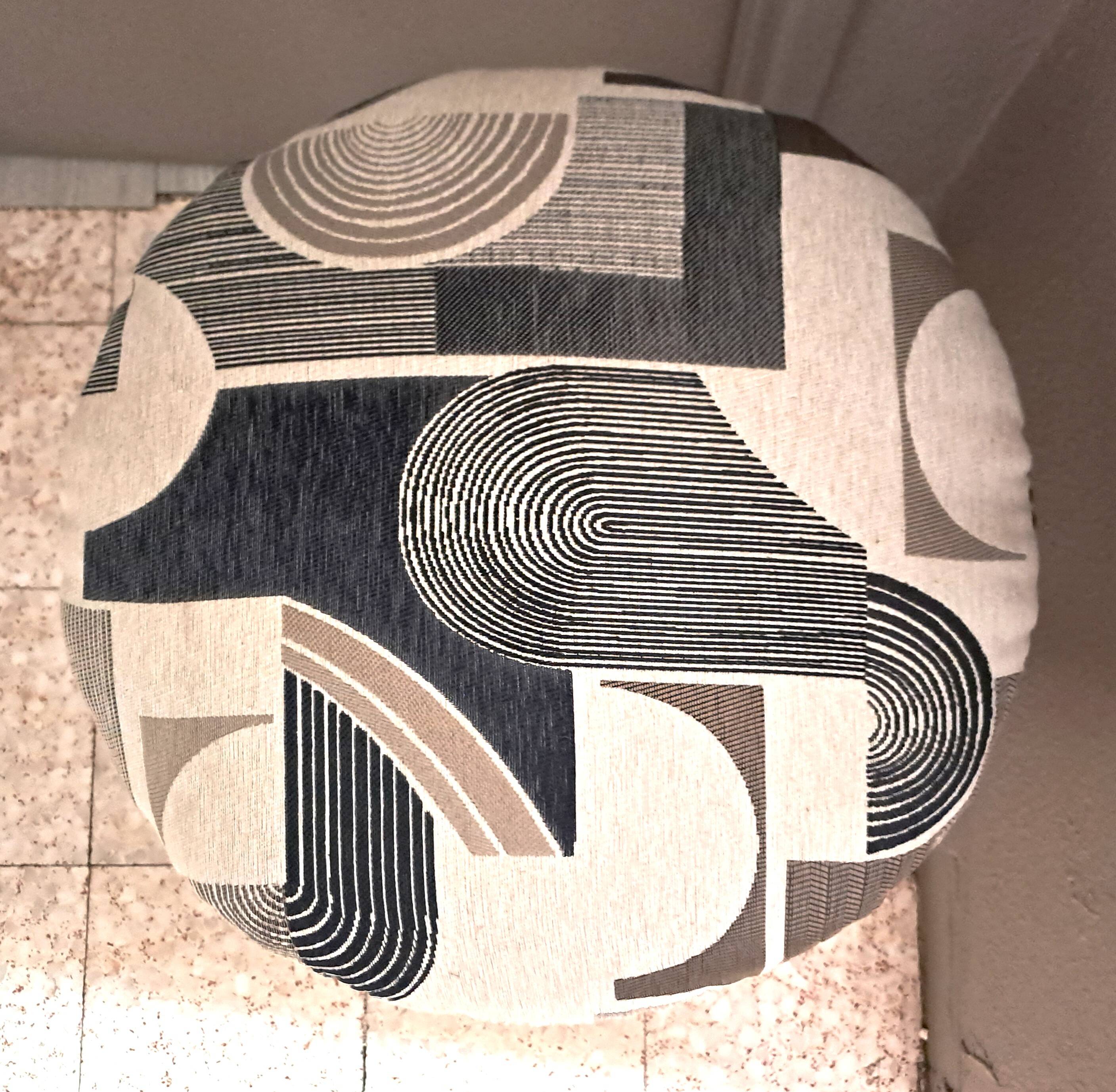 Black wood piano stool Art Deco fabric restoration upholstery 1950 living room decoration