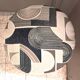 Black wood piano stool Art Deco fabric restoration upholstery 1950 living room decoration