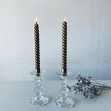 Pair of glass candle holders