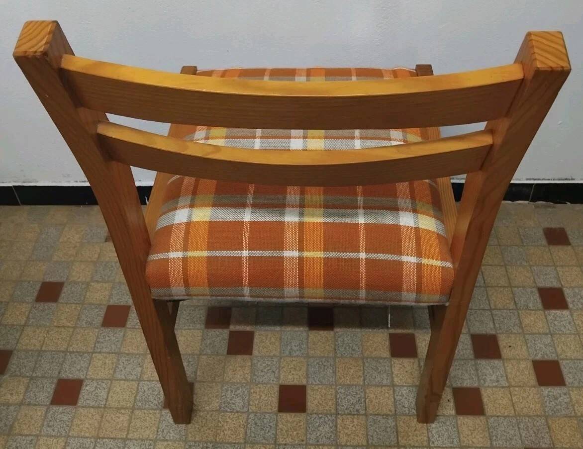 Pair of Vintage Wooden / Orange Fabric Chairs
