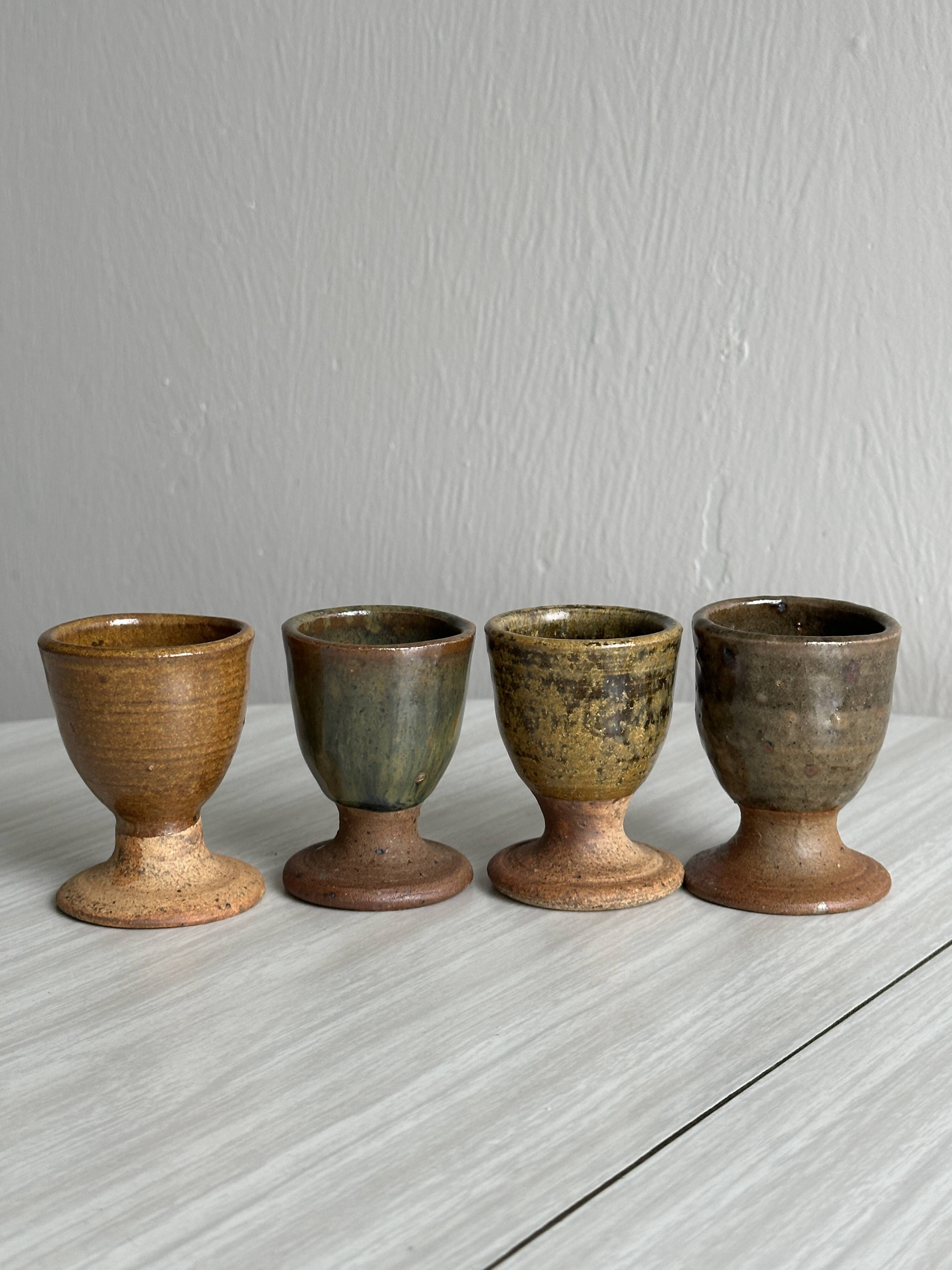 Set of 4 handmade ceramic egg cups