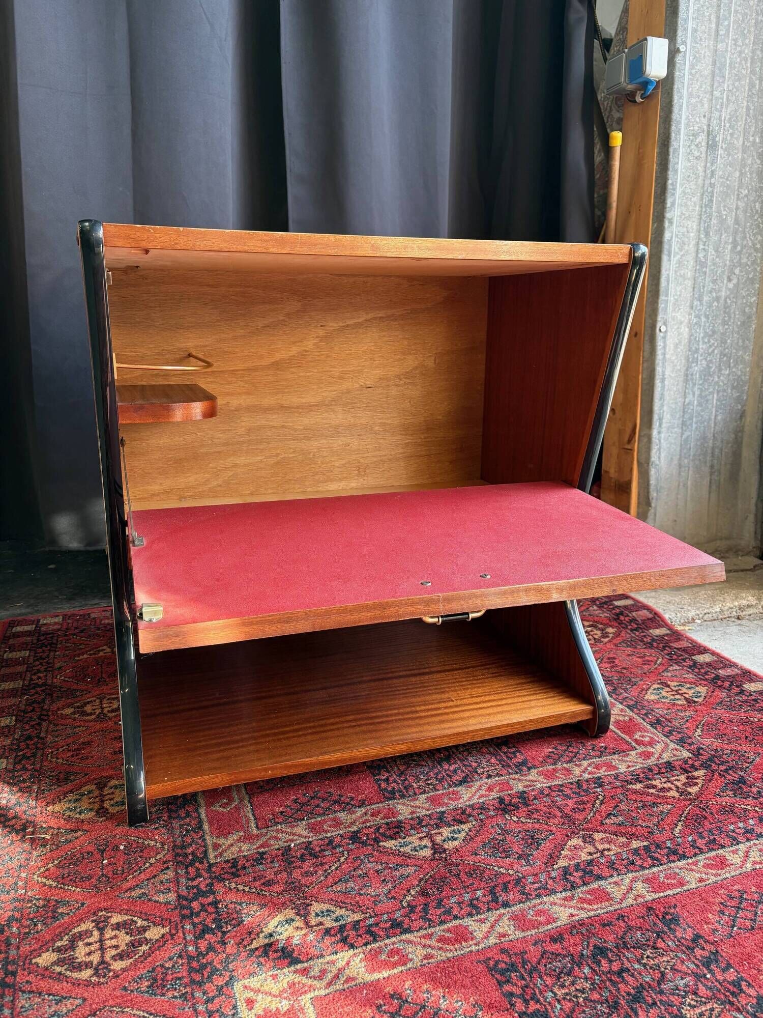 Vintage mini bar in wood and metal – 1950s/60s