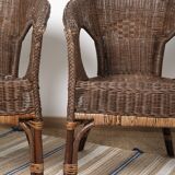 Vintage Rattan Armchair, wicker, set of 3