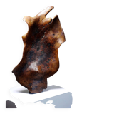 Large monoxyle bowl made of dark raw olive wood from the 1950s.