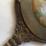 Old bronze hand mirror 27x12cm