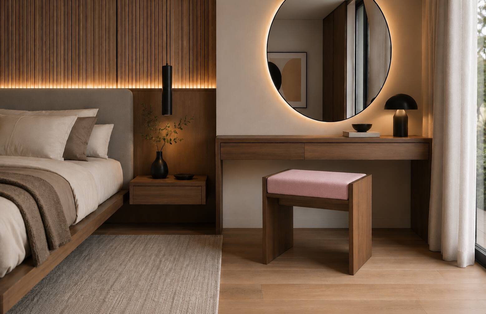 Solid oak stool with cushion (customisable)
