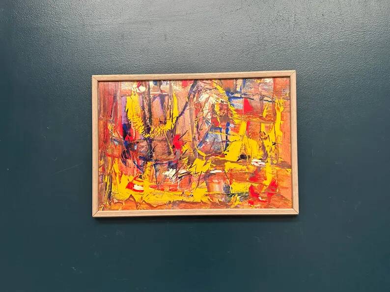 Original Swedish Oil on Panel - 'Komposition' by Daniel Raphaël - Signed - Vintage and Framed - 53 x 38 cm (20.9" x 15")