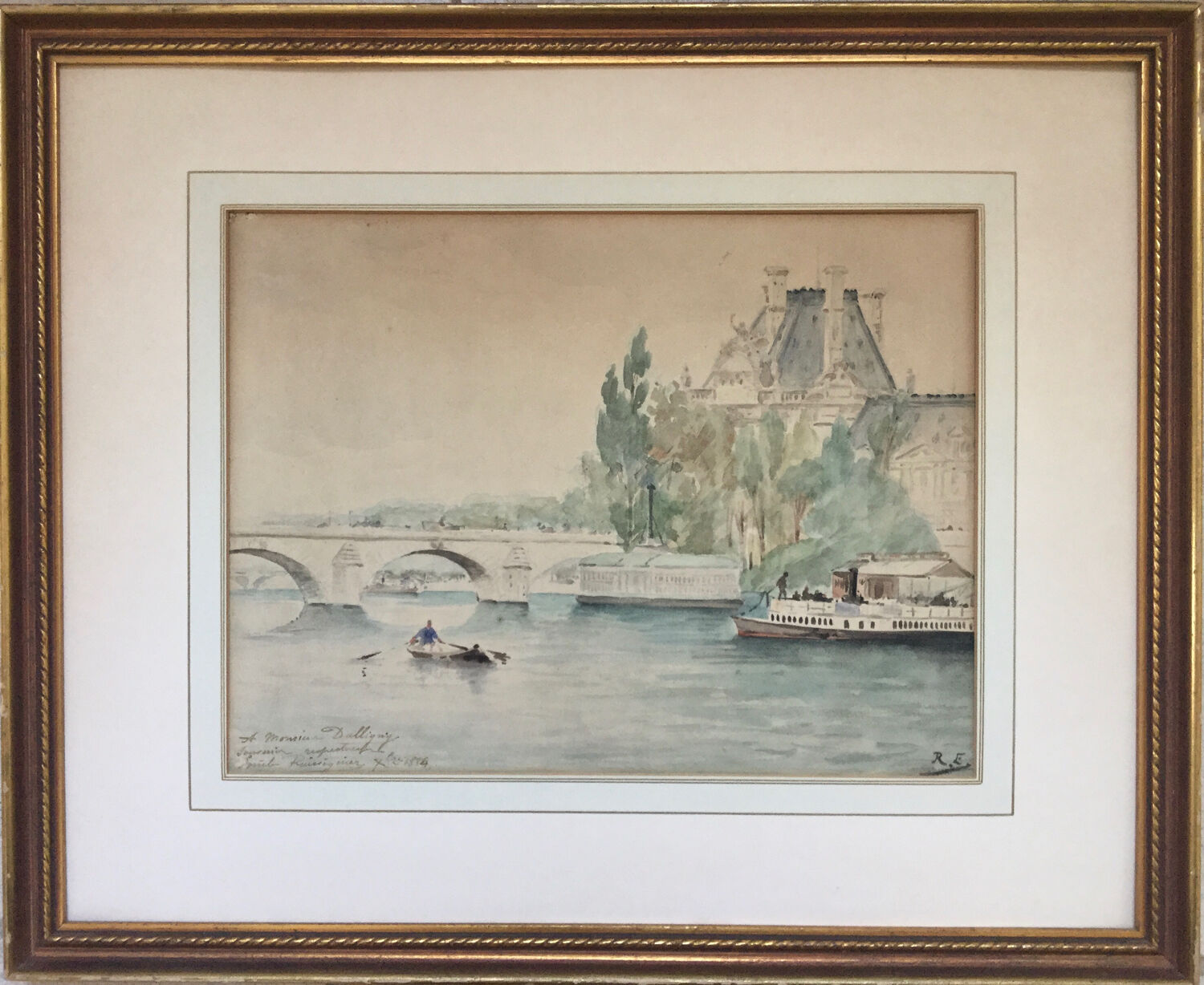 Émile RAISSIGUIER 1851-1932. The Seine at the Pont Neuf, 1884. Watercolour.