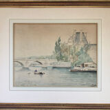 Émile RAISSIGUIER 1851-1932. The Seine at the Pont Neuf, 1884. Watercolour.