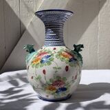 Antique vase, cheetah heads, numbered and stamped