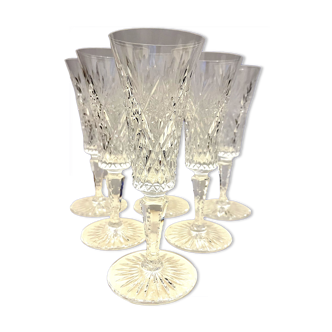 6 cut crystal flutes