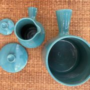 Set of 2 sky blue jugs covered by Charles Voltz 1960 Vallauris