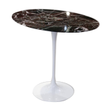 Knoll oval pedestal table in Rosso Rubin marble