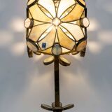 Rare Brutalist Italian Glass Paste and Wrought Iron Table Lamp by Longobard